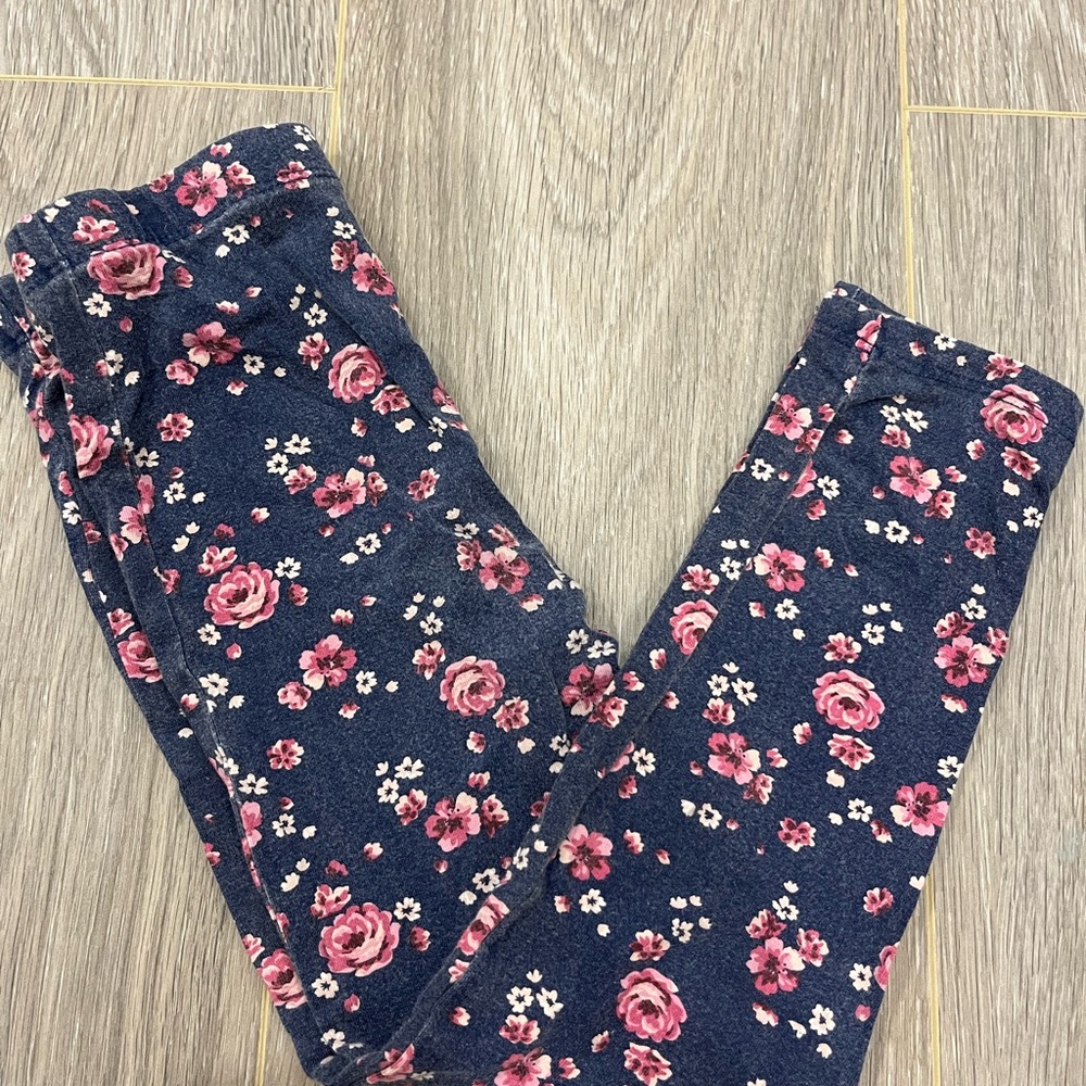 Source Unknown Blue and Pink Floral Leggings